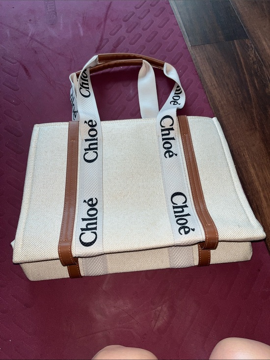 Chloe Handbags - Chloé Cream Canvas Tote with Brown Trim and Logo Straps- new!!